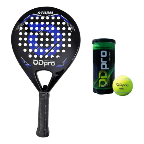 Paleta Padel Odpro Storm Soft Eva Fibra Vidrio Redonda Azul