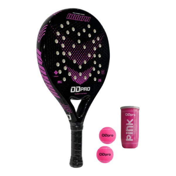 Paleta Padel Odpro Arrow 2026 Carbon Eva Soft 38mm + Tubo Rosa Chicle