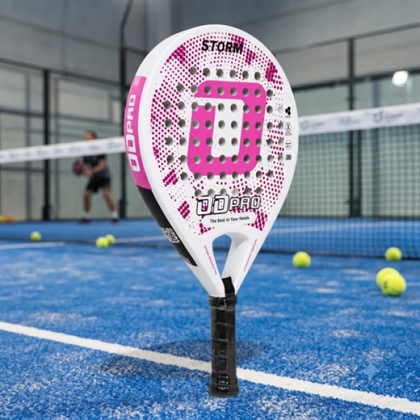 Paleta Padel Odpro Storm Soft Eva Fibra Vidrio Redonda Rosa Chicle