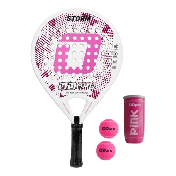 Paleta Padel Odpro Storm 2026 Soft Eva Fibra Vidrio + Tubo Rosa Chicle