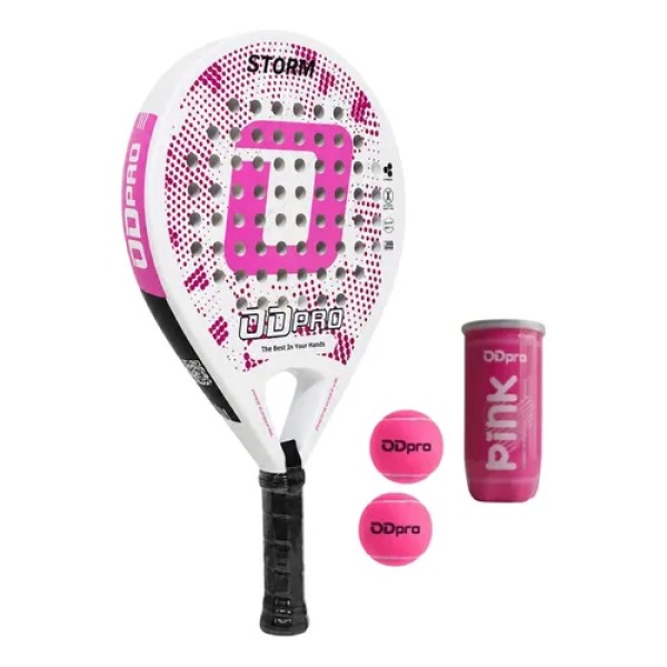 Paleta Padel Odpro Storm 2026 Soft Eva Fibra Vidrio + Tubo Rosa Chicle